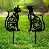Cat Garden Decor for Outside, Black Cat Metal Decorative Garden Stakes for Yard Art, Patio, Outdoor Decor, Garden Decorations, Lawn Ornaments, Unique Gifts for Cats Lovers (2 Pack)