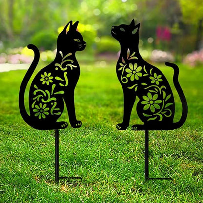 Cat Garden Decor for Outside, Black Cat Metal Decorative Garden Stakes for Yard Art, Patio, Outdoor Decor, Garden Decorations, Lawn Ornaments, Unique Gifts for Cats Lovers (2 Pack)