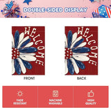 AVOIN colorlife Patriotic 4th of July Garden Flag 12x18 Inch Double Sided Outside, Memorial Day Red Floral Welcome Daisy Yard Outdoor Decoration