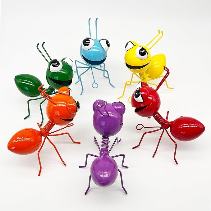 Cruis Cuka Metal Yard Art Garden Decor for Outside Cute Ants Yard Decorations Outdoor Lawn Ornaments Backyard Gifts for Mom - Set of 6