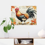 Retro Metal Signs Rooster and Manuscript,Rustic Tin sign Wall Art for Farmhouse & Vintage Decor for farm,Yard,cafe,Patio,home,Exquisite artistic plaque,Decorative posters,6X8 inch