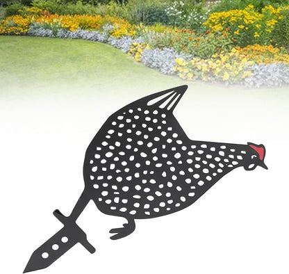 flexman Chicken Garden Stake, Iron Garden Decorative Statues Multifunctional Chicken Family Garden Yard Art for Yard Outdoor Lawn Backyard (C)
