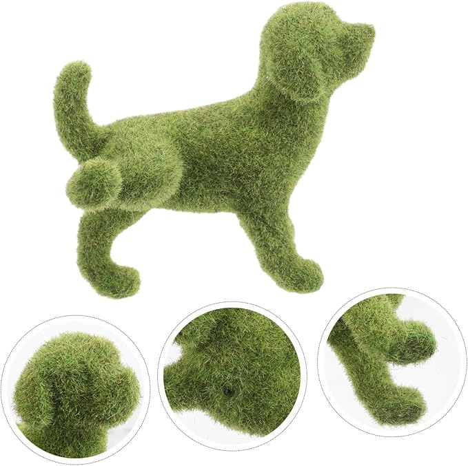 Yardwe Lifelike Outdoor Sculpture for Garden Patio Timeless European Style Decorative Animal Figurine Creative Green Flocking Design for Courtyard and Outdoor Spaces