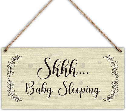 Wood Hanging Decor Sign, Do Not Disturb, Baby Sleeping Sign, Rustic Wood Front Door Plaque Wall Art Decor Gift, 10" x 5" Wood Decor Hanging Sign for Porch Yard Home Bedroom Farmhouse House Outdoor-13
