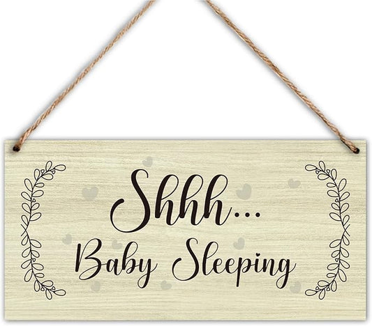 Wood Hanging Decor Sign, Do Not Disturb, Baby Sleeping Sign, Rustic Wood Front Door Plaque Wall Art Decor Gift, 10" x 5" Wood Decor Hanging Sign for Porch Yard Home Bedroom Farmhouse House Outdoor-13