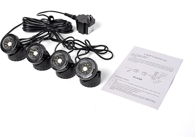 Jebao 12-LED Submersible Light for Water Gardens and Ponds, Set of 4