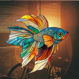 Beta Fish Acrylic Suncatcher Stained Glass Effect Window Car Hanging Christmas Ornament Indoor Outdoor Decor Garden Sun Catcher Panel for Acrylic Suncatcher Lover for Women Mom Grandma