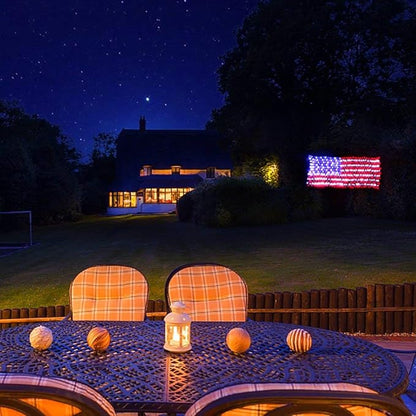 Decute American LED Flag Net Lights - 420 LED 4th of July Decorations Outdoor Lighted Flag String Lights of The United States for Memorial Day Yard Garden Festival Holiday Party