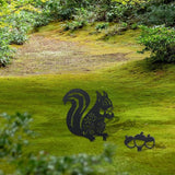WADORN Squirrel Hazelnut Decorative Silhouette Garden Stakes, Metal Squirrel Stakes Statues Ornaments Lovers Gifts Yard Art Black Silhouette Yard Outside Decor for Backyard Patio Decor