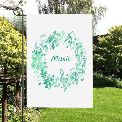 Gkyygk Teal Music Note Turquoise Welcome Garden Flag 12x18 Inch Double Sided Small Burlap Banners Yard House Seasonal Farmhouse Home Decor for Men Women