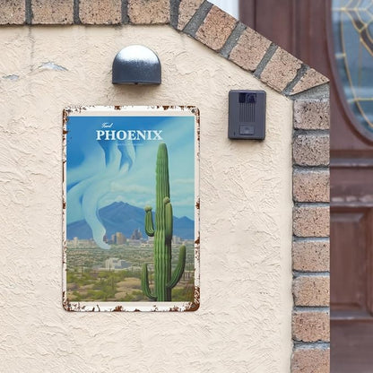 patio wall decor Travel Phoenix 10 metal signs vintage Outdoor Indoor & Outdoor Wall Decor Cute,Funny,Inspiring Plaques for Home,Office,Yard,Bathroom 8X12inch