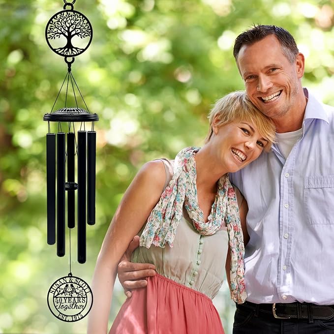 50th Wedding Anniversary Wind Chime Gifts for Parents Couple Husband Wife Friends Keepsake Decoration for Home or Garden