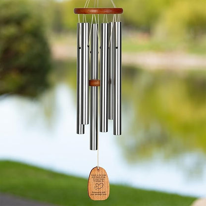 Woodstock Chimes Personalized Amazing Grace Wind Chime for Outside 24" Medium Silver, Outdoor Garden Decor, Memorial Gift for Loss Loved Ones P-AGMS30