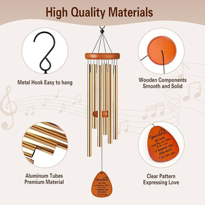 Wind Chimes for Grandma, Unique Mother's Day & Birthday Gift from Grandkids, Thoughtful Grandma Present for Thanksgiving & Holidays,Garden or Home Decoration Gift for Grandma (Gold)