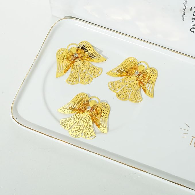 10pcs Gold Angel Shape Suncatcher Hanging Window Pendant DIY Metal Part Ornament Hand-Crafts Gifts