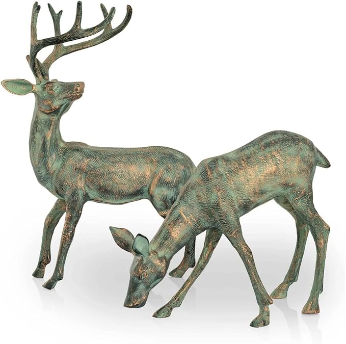 SPI Home Garden Deer Pair Garden Statues Outdoor Décor