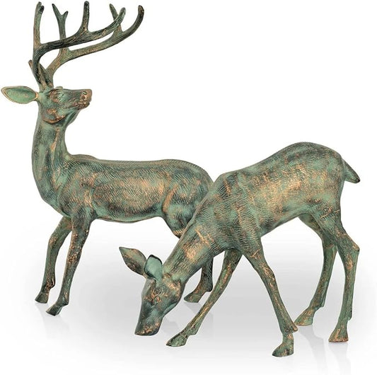 SPI Home Garden Deer Pair Garden Statues Outdoor Décor