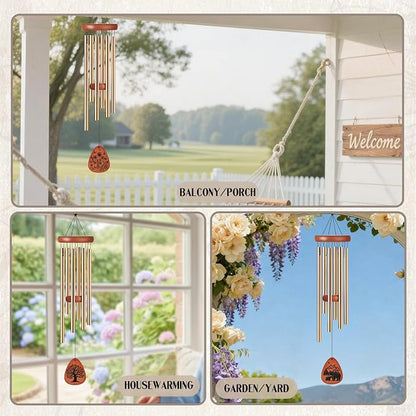 Friendship Gifts Wind Chimes - Windchimes for Outside with Greeting Card Metal Hanging Decor Garden Patio Yard Home Porch Decorations Christmas New Year Birthday Gift for Best Friends Bestie
