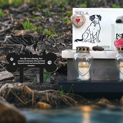 Rngmsi Metal Pet Grave Markers Dog, Dog Memorial Grave Markers Outdoor, Garden Plaque Decorations for Cemetery Pets (8 X 12 Inches)