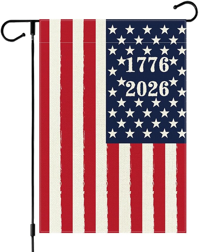 250 Years America Anniversary Garden Flag, Double-sided 1776-2026 USA Flag Patriotic 4th of July Yard Sign for Outdoor Independence Day Decoration