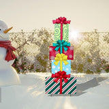WONDER GARDEN 4PCS Box Sign, Metal Box Yard Stakes, Stacked or Detachable Garden Stakes Yard Signs, Outdoor Christmas Decorations for Lawn Party Outside