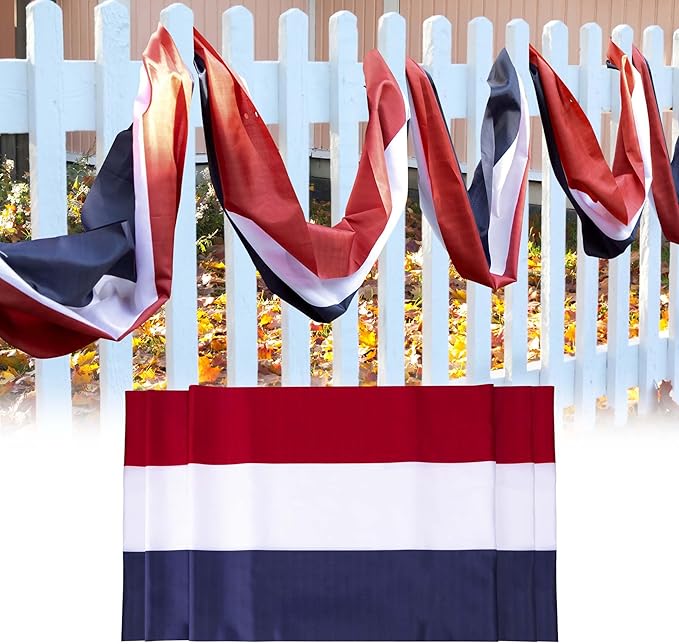 EBaokuup 20x2 Ft Large Patriotic Bunting US Flag Decorations-Double Sided Printed 4th of July Banner Decor Red,White & Blue Stripe Flag-American Patriotic Bunting Flags Hanging for Independence Day Outdoor Porch Garden