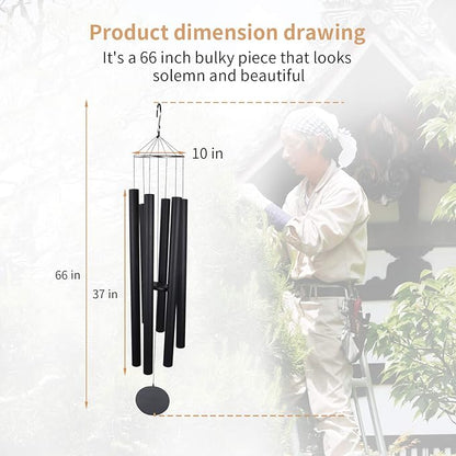 Taman Large Wind Chimes, 66” Wind Chimes for Outside Deep Tone Memorial Sympathy Valentine's Day Gifts for Patio Balcony Garden Yard Home Decor
