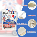 Welcome 4th of July Camping Patriotic Decorative House Flag, America Camper RV Stars Stripes Garden Yard Outside Decorations, American USA Campsite Outdoor Large Home Decor Double Sided 28 x 40