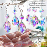 20pcs 38mm Horse Eye Chandelier Crystals, Crystal Chandelier Prisms Pendants Parts Connected Glass Octagon Beads Hanging Garland,Wedding,LampDecoration