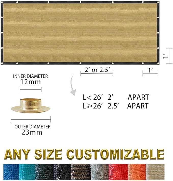 Houssity Beige 3' x 78' Balcony Deck Fence Privacy Screen Cover Panel Shade Cloth Fabric for Chain Link Fence Patio Pool Railing Driveway Walkway Porch Playground Dog Kennel Residence Commercial Use