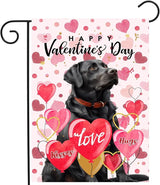 Black Lab Valentine Garden Flag Valentines Day Flags for Outside 12x18 Double Sided Small Yard Flags Labrador Dog Valentine's Day Decor Outdoor Lawn Valentines Banners Front Porch