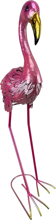 Red Carpet Studios Large Yard Art Outdoor Solar Metal Statue, Flamingo