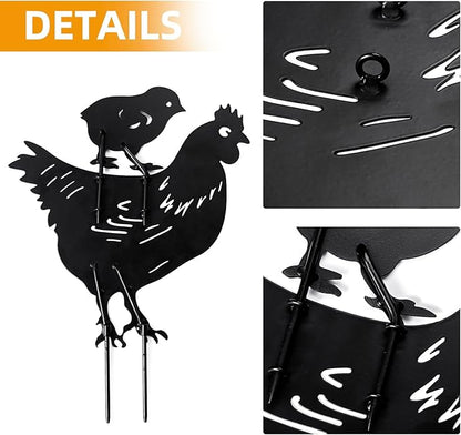 TT & MM Chicken Gifts for Women/Men,Metal Chicken Yard Decor 3 Pcs Rooster Decorations Garden Stakes,Hen/Chicks Silhouette Statues for Yard Art,Backyard,Patio,Lawn,Outdoor Decor