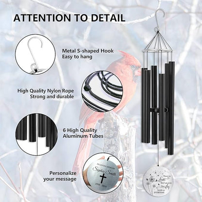 ASTARIN Personalized 30" Bereavement Wind Chimes for Outside, Memorial Gift in Remembrance of a Loved One, Sympathy Gift for Loss of Mother Father Husband, Garden Patio Decor