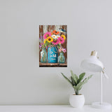 Flowers-Sign Metal-Poster Wall-Art Bird-Décor, Life in Full Bloom, Yard Garage Farm Outside Garden Plaque Outdoor for Home Fence 8 X 12 Inch
