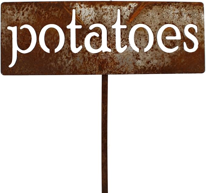 Classic Metal Garden Markers 19 Inches Tall (potatoes, Naturally Rusted)