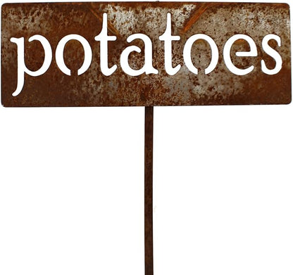 Classic Metal Garden Markers 19 Inches Tall (potatoes, Naturally Rusted)