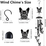 Bulldog Wind Chimes for Outside/Indoors, Bulldog Gifts for Women Mom Grandma, Aluminum Tubes Windchimes S Hook, 37" Wind Chime Hanging Decor for Home Patio Garden Porch Yard (Black-Bulldog)