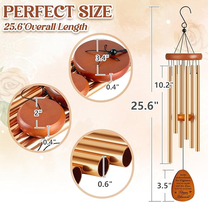Retirement Gifts for Women Men, Retirement Gift Wine Chimes, Best Happy Retirement Gifts for Teathers Coworker Nurse Boss Friends, Retired Decorations