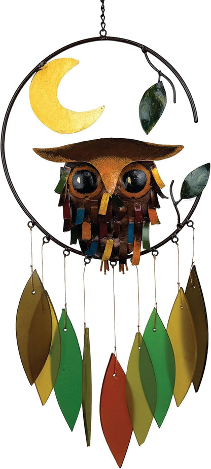 Blue Handworks Spiky Owl Glass Wind Chime