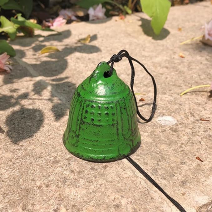 AUNMAS Wind Chimes for Outside, Japanese Cast Iron Wind Chime Zen Buddhist Temple Bell Design with Soothing Meditation Sound Unique Balcony Wnd Bell for Home Garden Decor(Green)