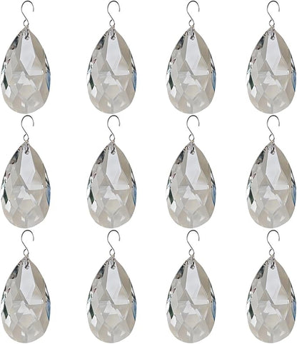 12 PCS Clear Crystal Glass Prism Suncatcher, Christmas Hanging Ornaments, Rainbow Pendants Maker, Hanging Crystals Prisms for Windows, Xmas Tree Decorations for Home Decor