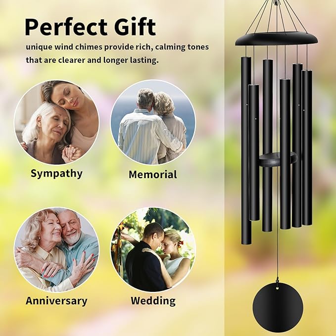 FDOCOI Wind Chimes Outdoor, 38'' Large Memorial Wind Chimes for Outside Deep Tone, Wind Chime Gifts for Garden Hanging Decor, Sympathy Gift