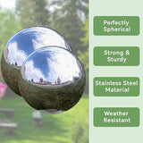 Lily's Home 12 Inch Stainless Steel Gazing Globe Mirror Ball, Colorful and Shiny Addition to Any Garden or Home, Ideal As a Housewarming Gift, Silver