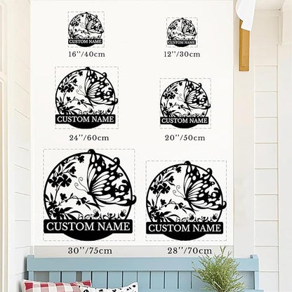 Custom Butterfly Metal Sign,Personalized Butterfly House Number Signs,Personalized Gardener Name Sign,Garden Patio Wall Decor (Style-3)
