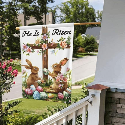 He is Risen Bunny And Floral Garden Flags 12×18 Inch Double Sided Decorative Yard Banner Seasonal Flag for Outdoor Outside Decor