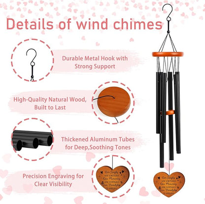 Friendship Gifts Wind Chimes for Outside – Bestie Gifts Engraved Wooden Heart with Gift Box & Card, Birthday Gift for Best Friend Women, Garden Patio Hanging Decor