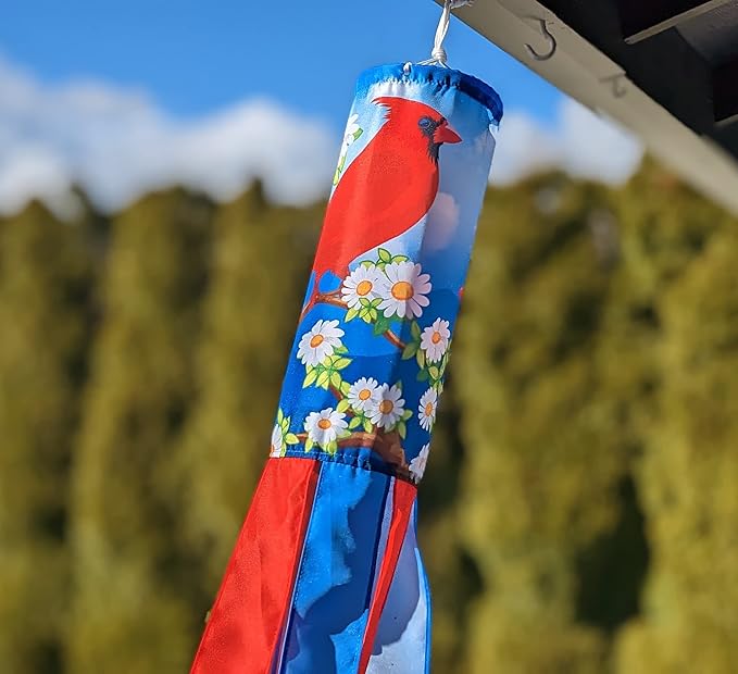 Madrona Brands Cardinal Windsock | Durable Outdoor Hanging Decoration | Yard, Patio, Deck | 60-Inch