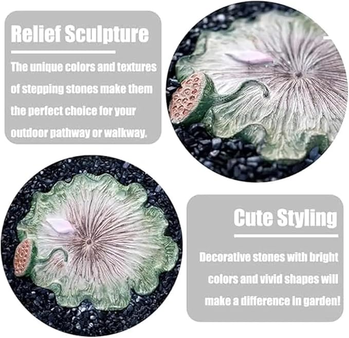 Garden Stepping Stone 5 Pcs Lotus Leaf Garden Path Stones Outdoor Decorative 3D Stepping Stone Patio Yard Ornaments