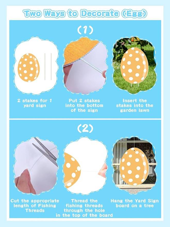 12Pcs Easter Yard Signs Outdoor Decorations Pastel Easter Egg shaped Yard Sign with Stakes Colorful Eggs Garden Signs for Garden Lawn Home Party Supplies (12 Pcs Eggs)